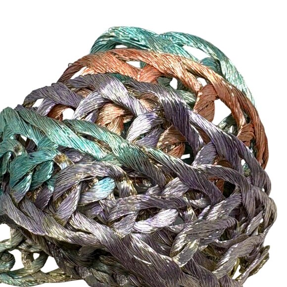 Vintage Stelios Paraskevas Handwoven Braided Copper Oval Buckle Belt‎ main image 5
